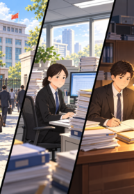 Anime Civil Service Life Triptych